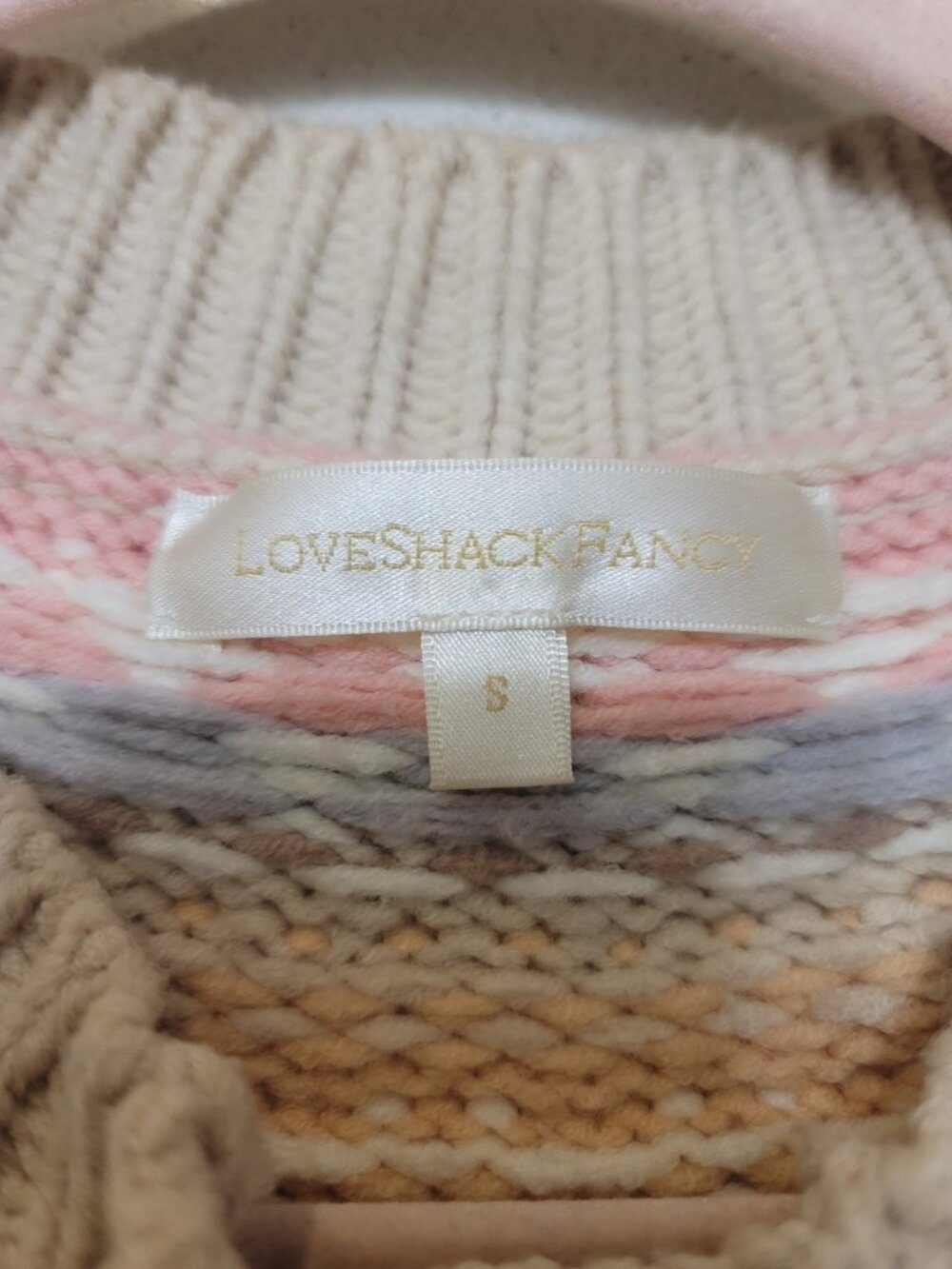 LoveShackFancy Honeypoe Boyfriend Cardigan Sweater Multicolor S - Picture 6 of 7